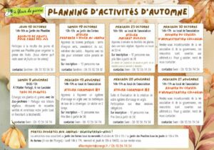 Planning activités Automne 2024